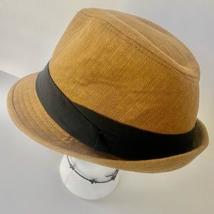 Unisex Camel brown hat with black trim